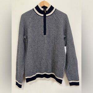 Brooks Brothers Navy and Cream Half-Zip Sweater